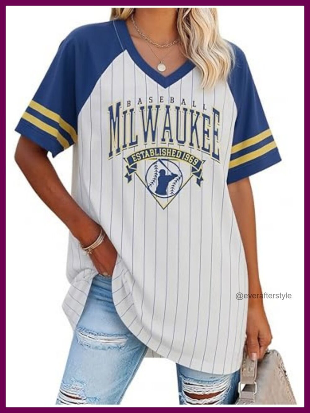 Women's Vintage Baseball Graphic T-Shirt Retro Crew Neck Cotton Blend Tee
